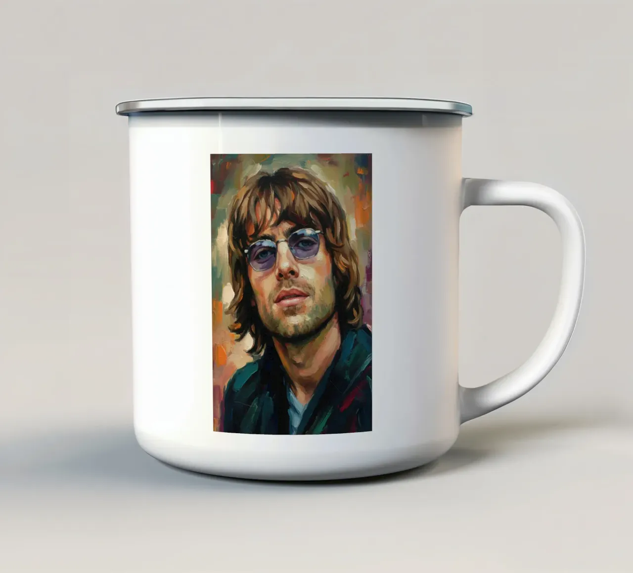 Liam Gallagher abstracte kunst emaille mok van Lembayung art