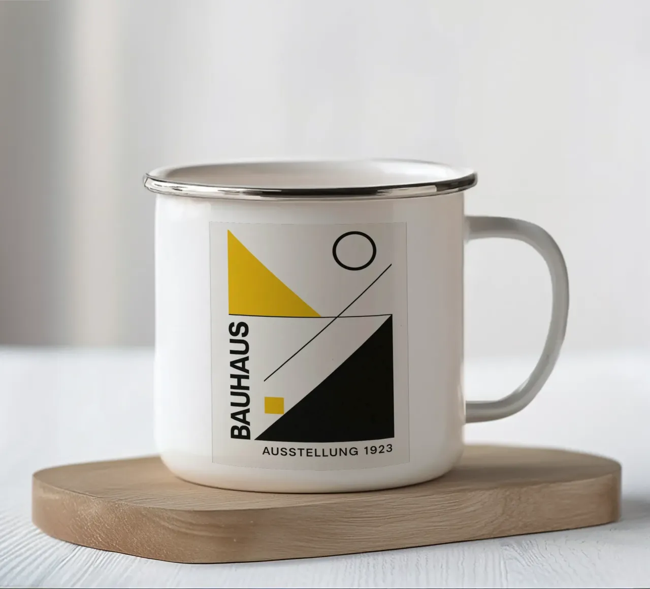 Bauhaus Geometrische Kunst - Modern Abstract Ontwerp emaille mok van Casa Calm