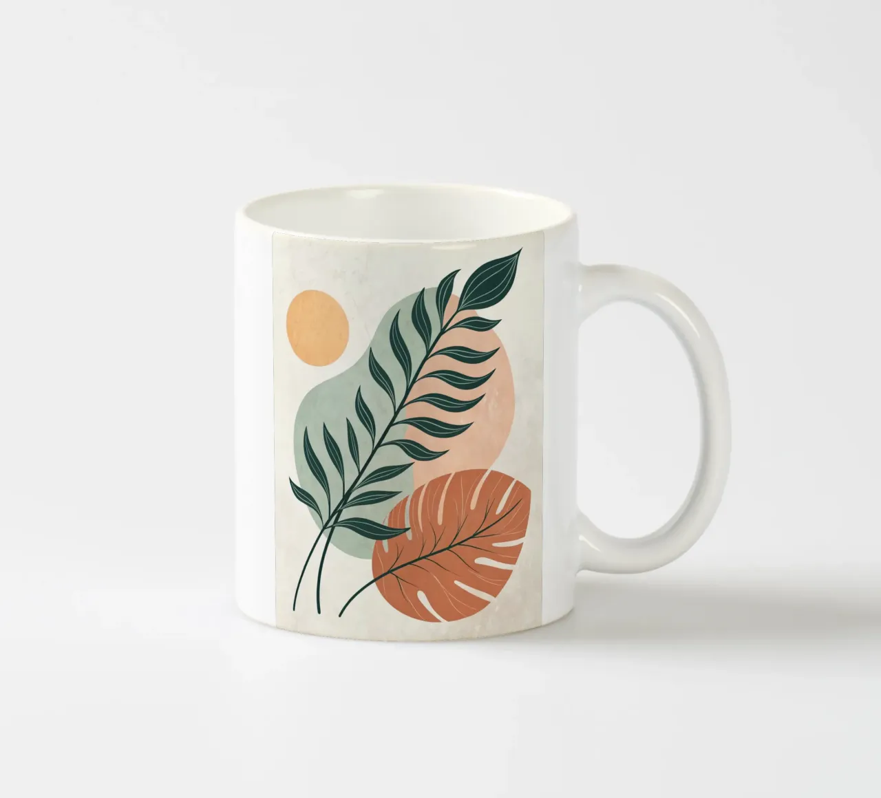 Boho Abstract Tropisch Blad Kunstdruk keramische mok van Artistic-shop