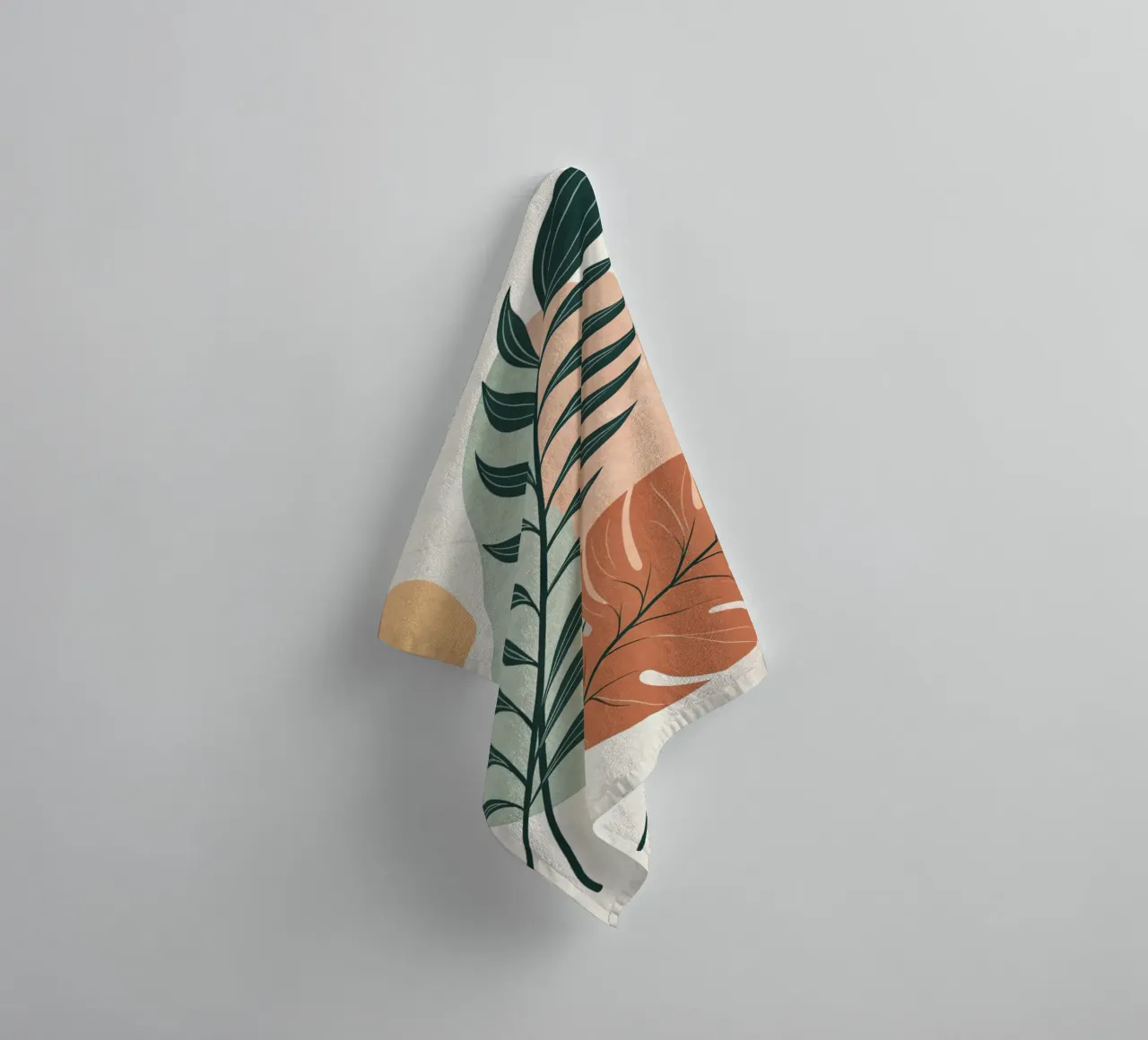 Boho Abstract Tropisch Blad Kunstdruk badhanddoek van Artistic-shop