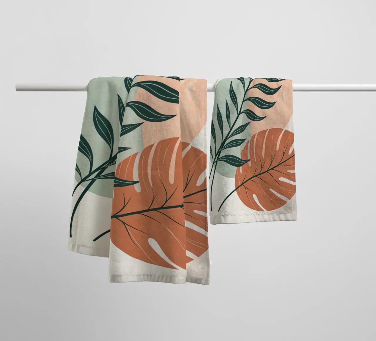 Boho Abstract Tropisch Blad Kunstdruk badhanddoek van Artistic-shop