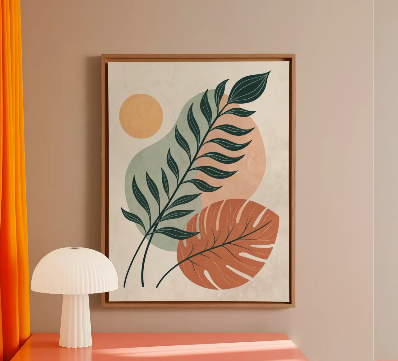 Boho Abstract Tropisch Blad Kunstdruk canvas van Artistic-shop