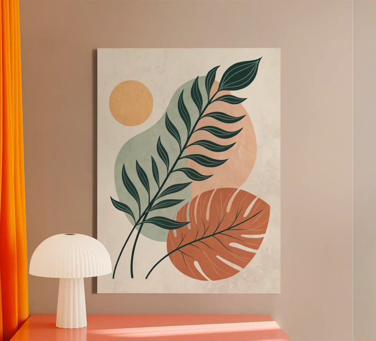 Boho Abstract Tropisch Blad Kunstdruk canvas van Artistic-shop