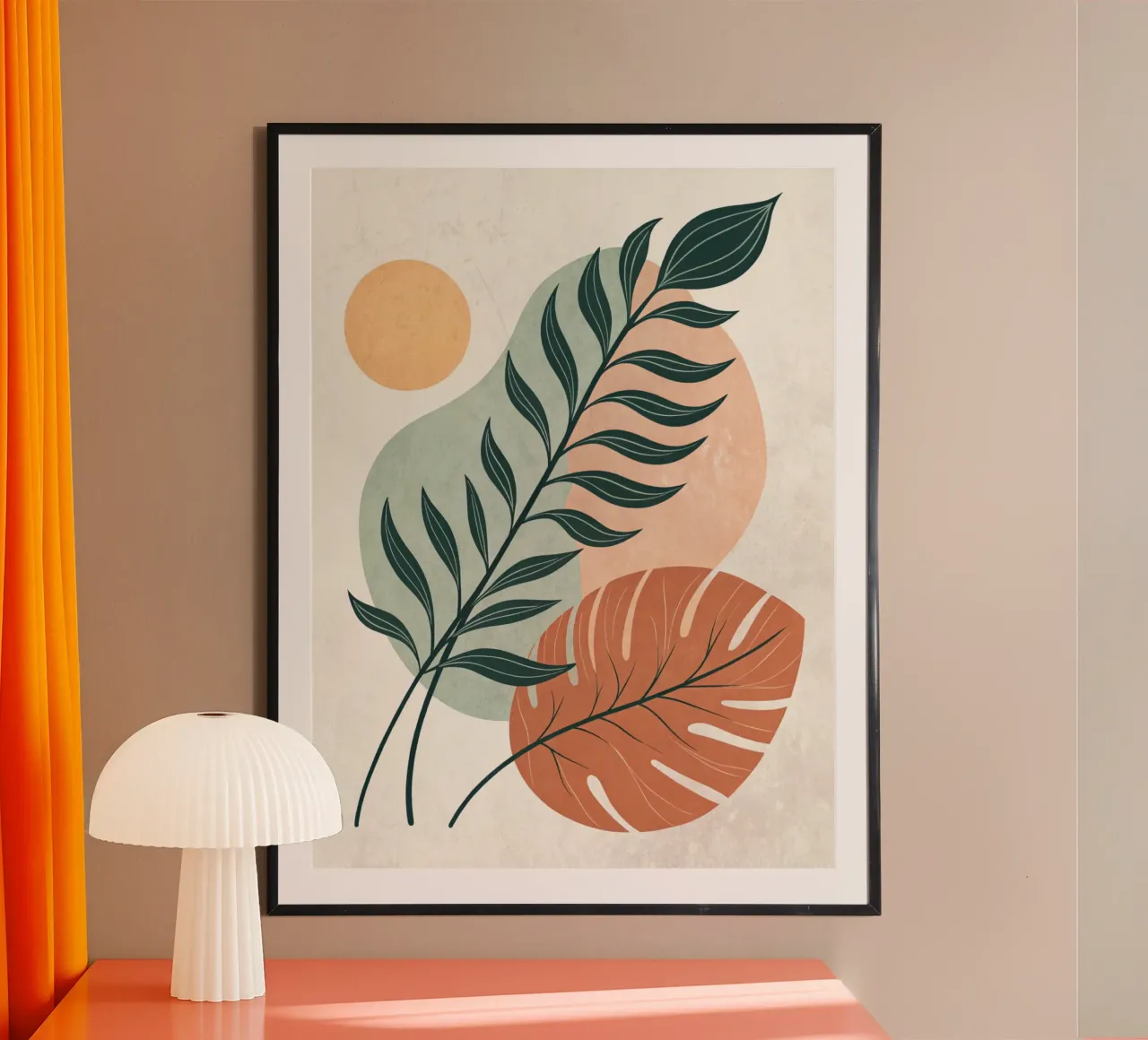 Boho Abstract Tropical Leaf Art Print hahnemühle de Artistic-shop