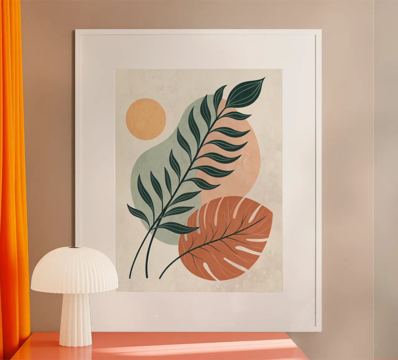 Boho Abstract Tropical Leaf Art Print hahnemühle de Artistic-shop