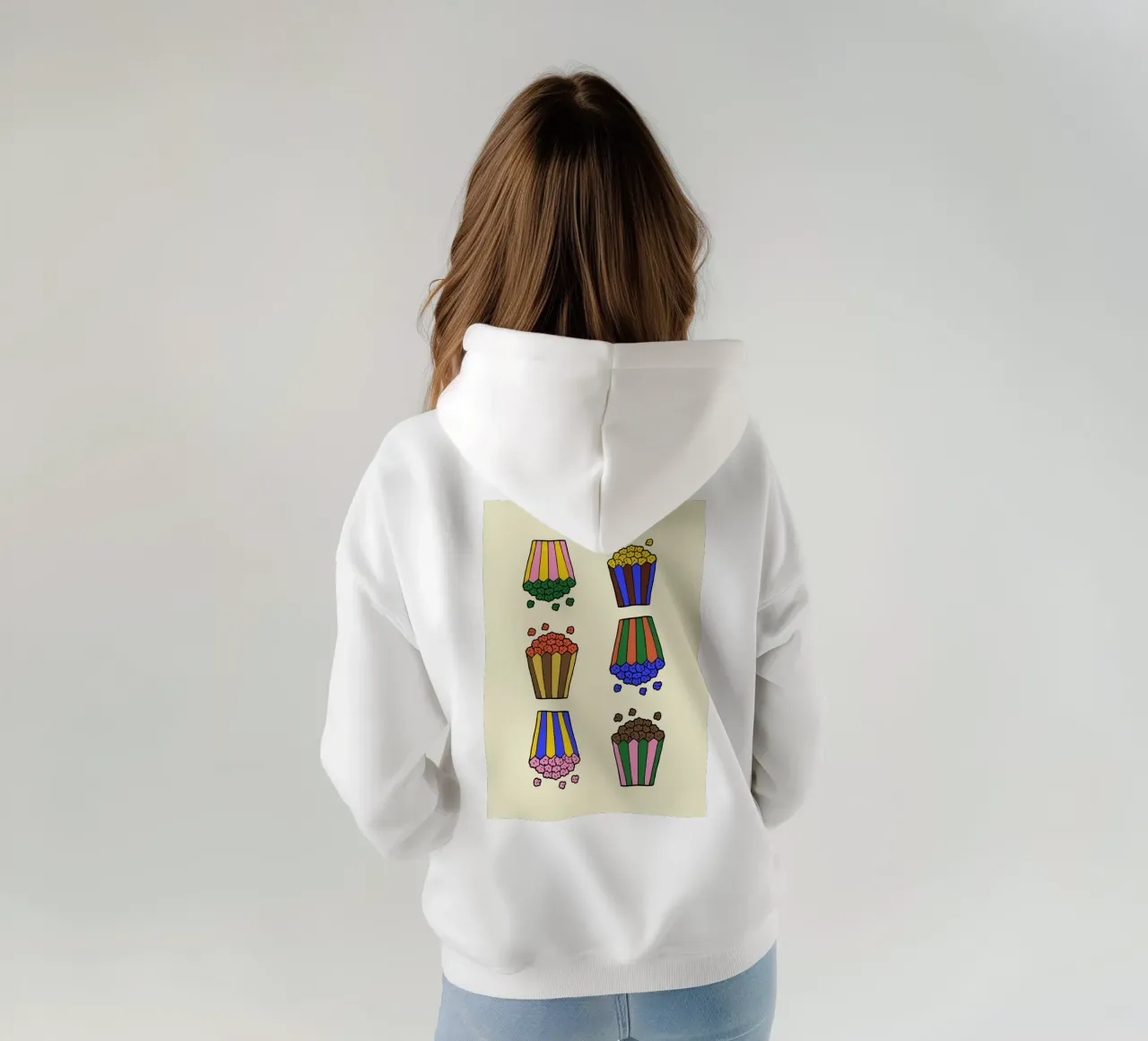 Sacchetti di popcorn colorati felpa con cappuccio da PurePeachStudio