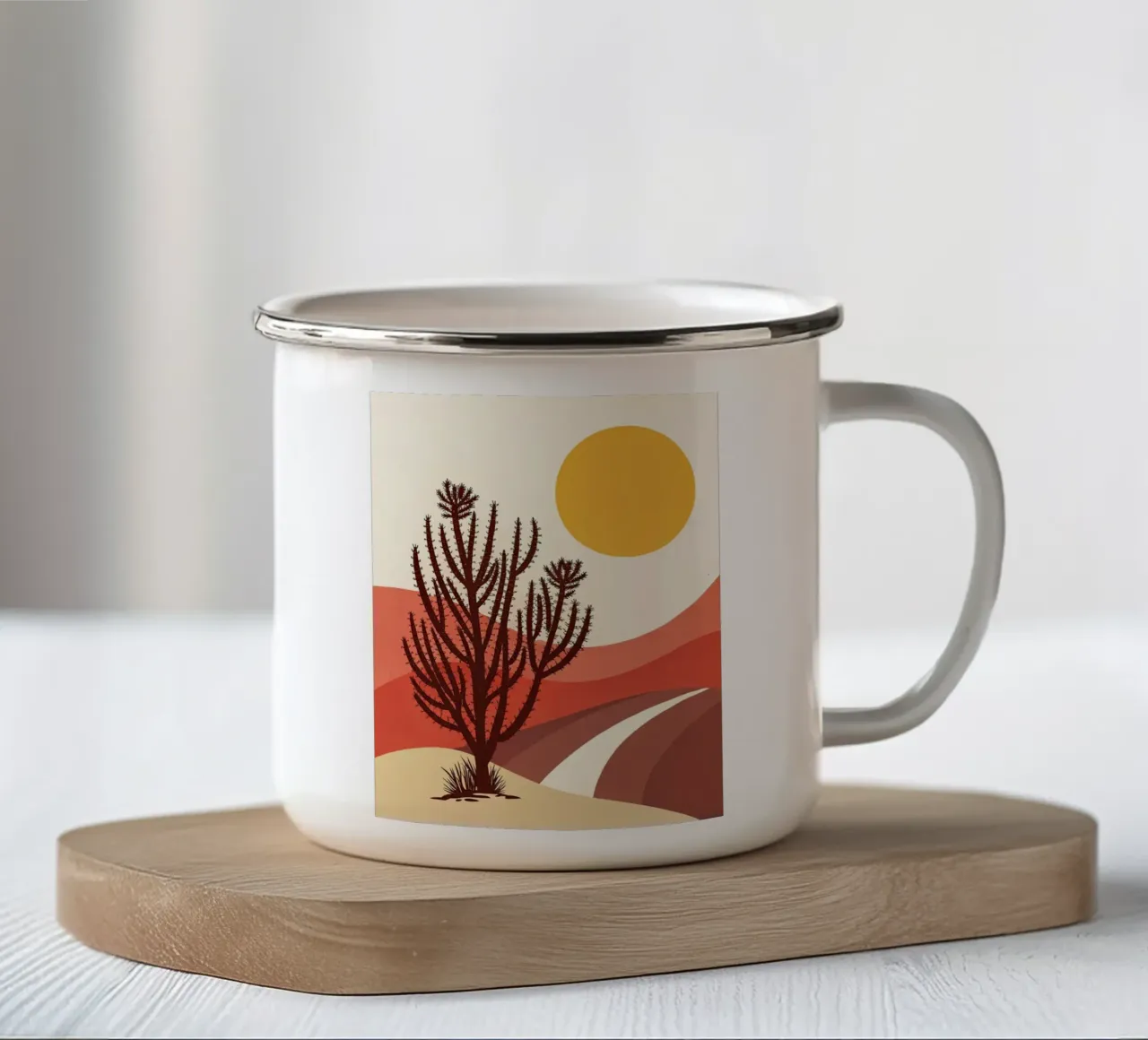 Serenità del deserto baciata dal sole tazza in smalto da Artistic-shop