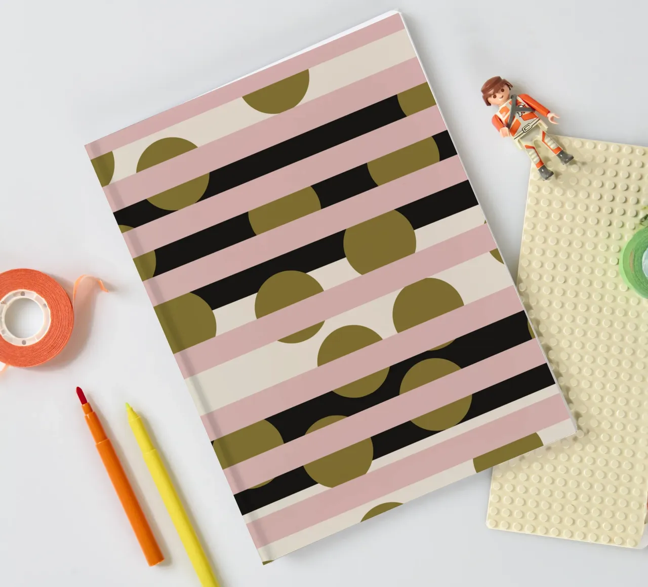 Pink and black disco pattern notebook by Little Dean