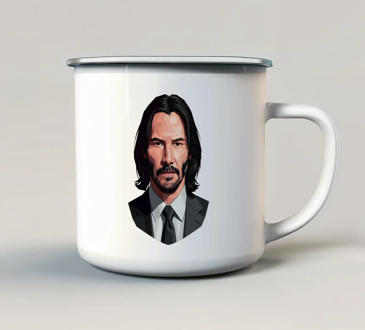 Keanu Reeves come John Wick Low Poly tazza in smalto da Low Profile
