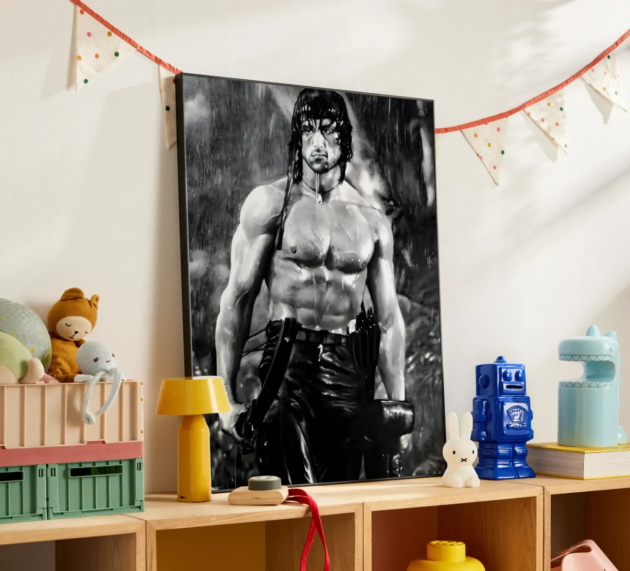sylvester stallone alluminio dibond da Low poly art