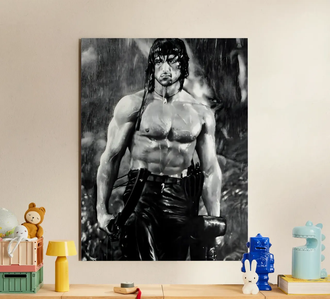 sylvester stallone alluminio dibond da Low poly art
