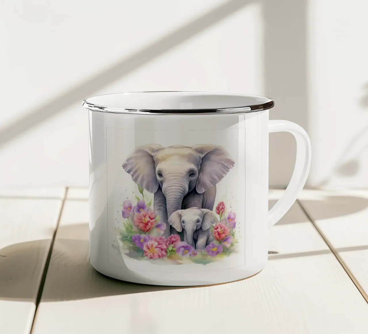 Piccoli elefanti tazza in smalto da Happy Littles