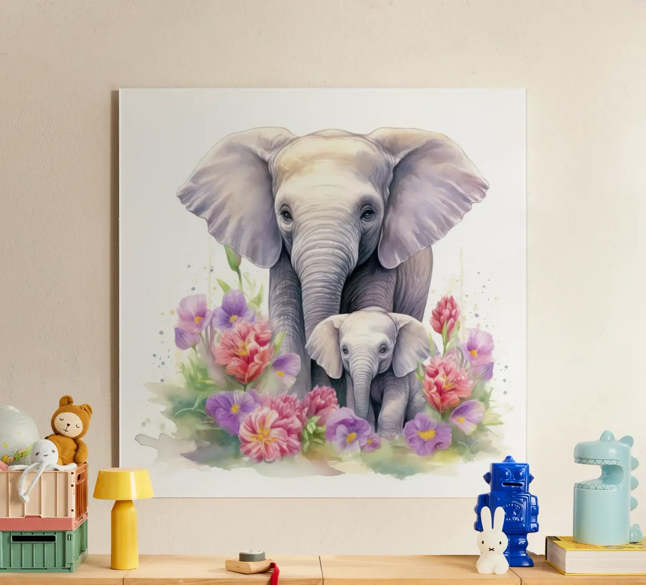 Baby Elephants acrylic glass by Happy Littles
