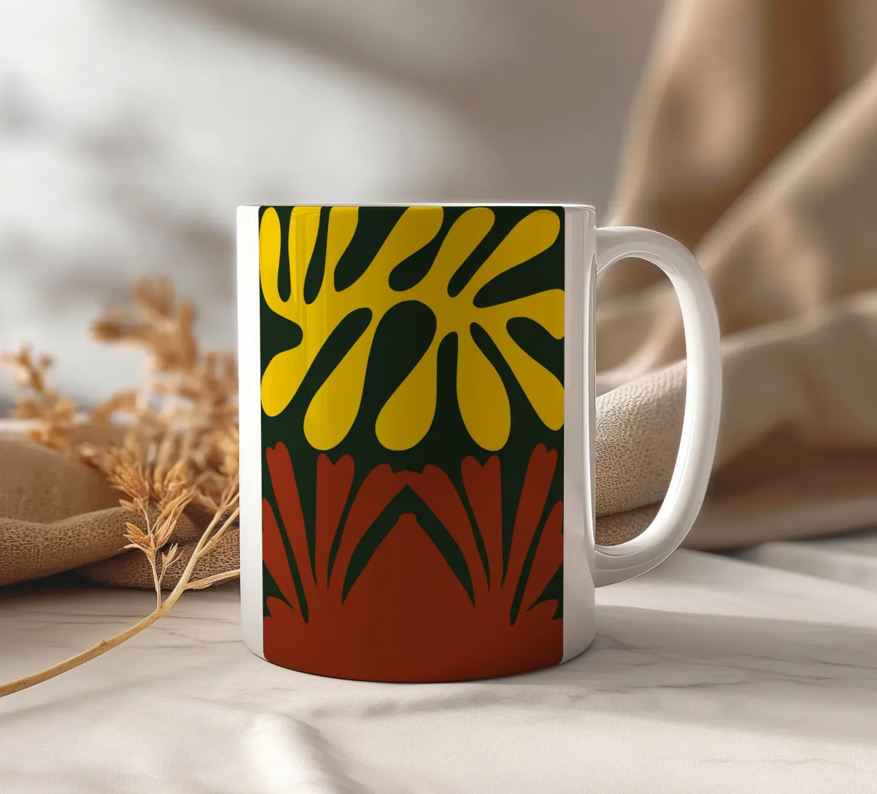 Corallo giallo e rosso tazza in ceramica da Little Dean