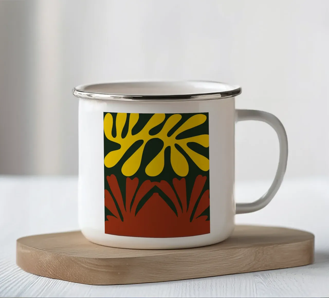 Corallo giallo e rosso tazza in smalto da Little Dean