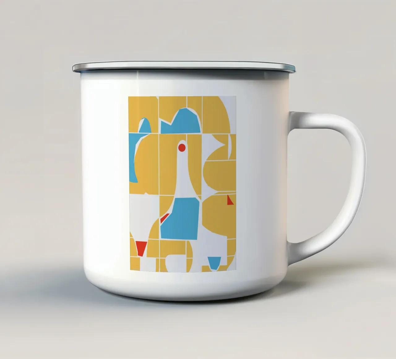 Mosaico blu e senape tazza in smalto da Little Dean