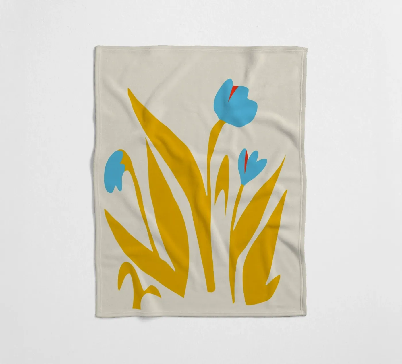Yellow leaf fleece blanket by Little Dean