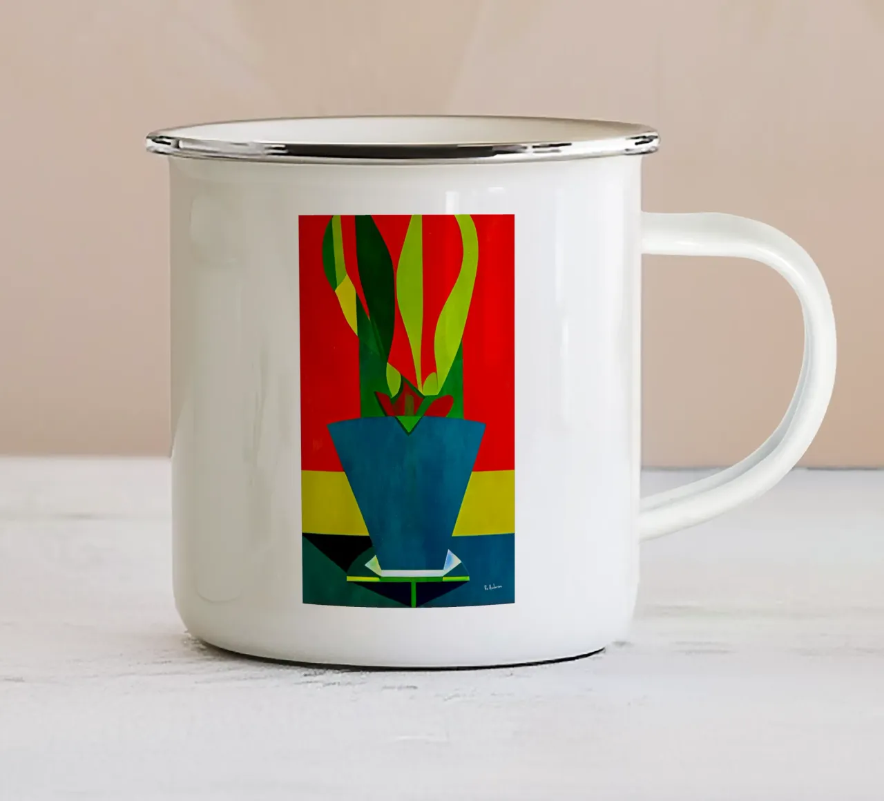 Avec Amour tazza in smalto da Bo Anderson