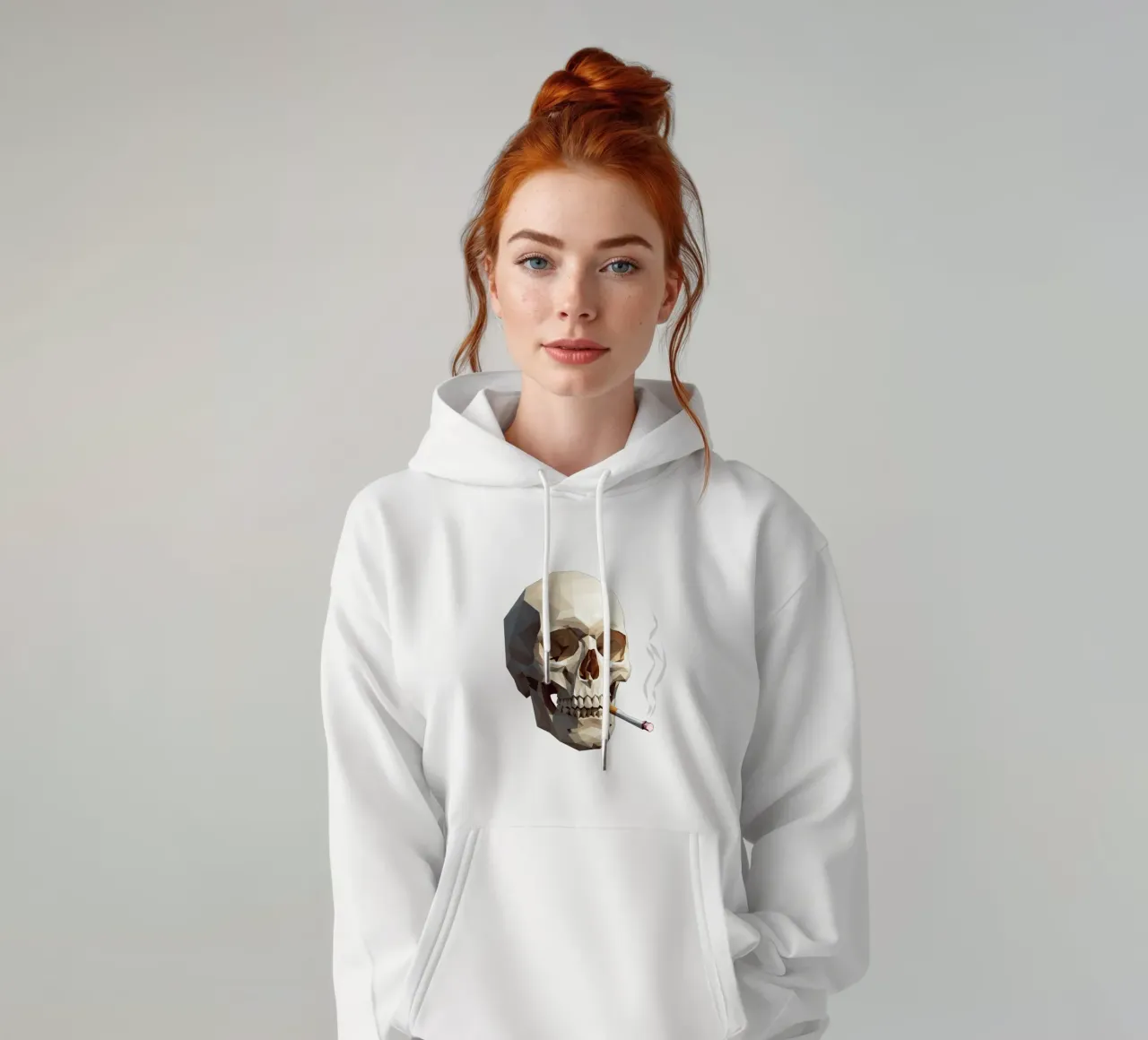 Cranio di uno scheletro con sigaretta accesa felpa con cappuccio da Low Profile