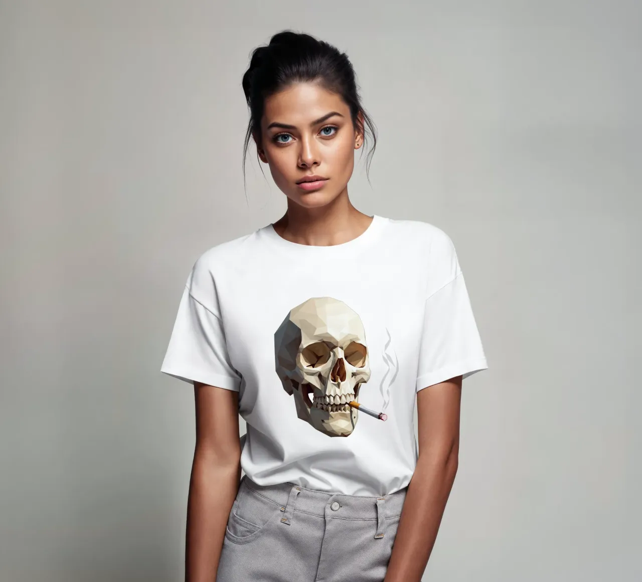 Cranio di uno scheletro con sigaretta accesa t-shirt da Low Profile