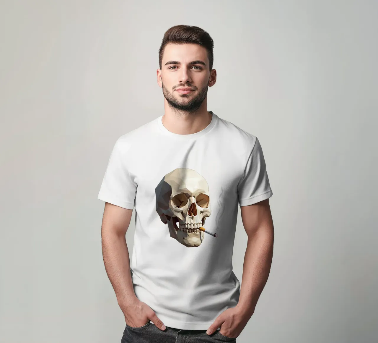 Cranio di uno scheletro con sigaretta accesa t-shirt da Low Profile