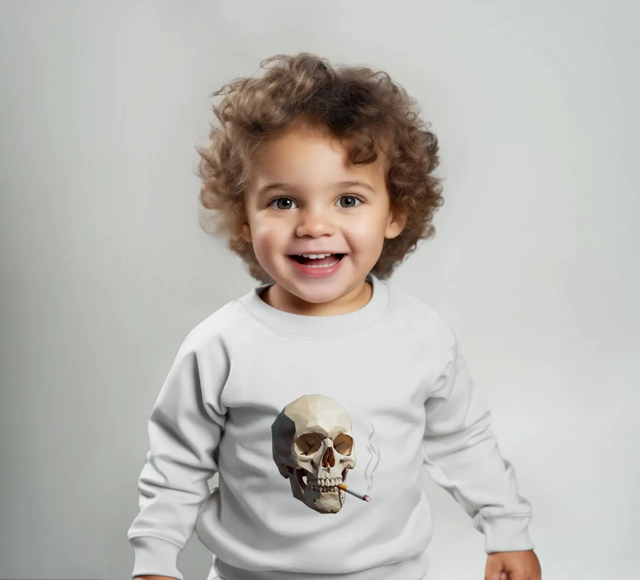 Cranio di uno scheletro con sigaretta accesa felpa neonato da Low Profile