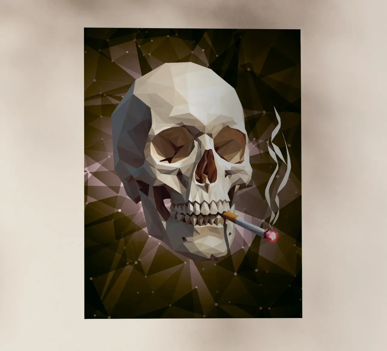 Cranio di uno scheletro con sigaretta accesa pellicola backlit da Low Profile