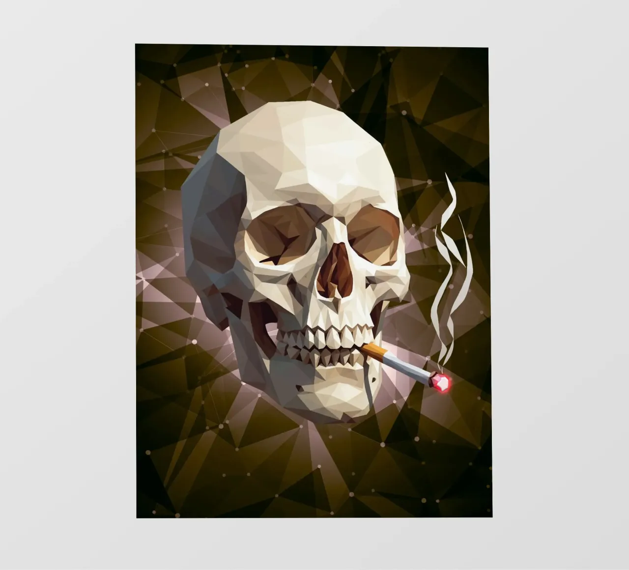 Cranio di uno scheletro con sigaretta accesa telo in pvc da Low Profile