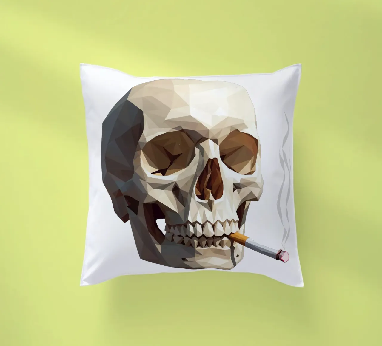 Cranio di uno scheletro con sigaretta accesa cuscino da Low Profile
