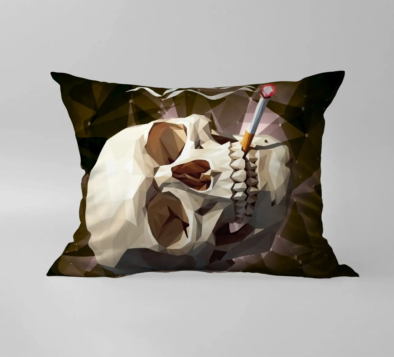 Cranio di uno scheletro con sigaretta accesa cuscino da Low Profile