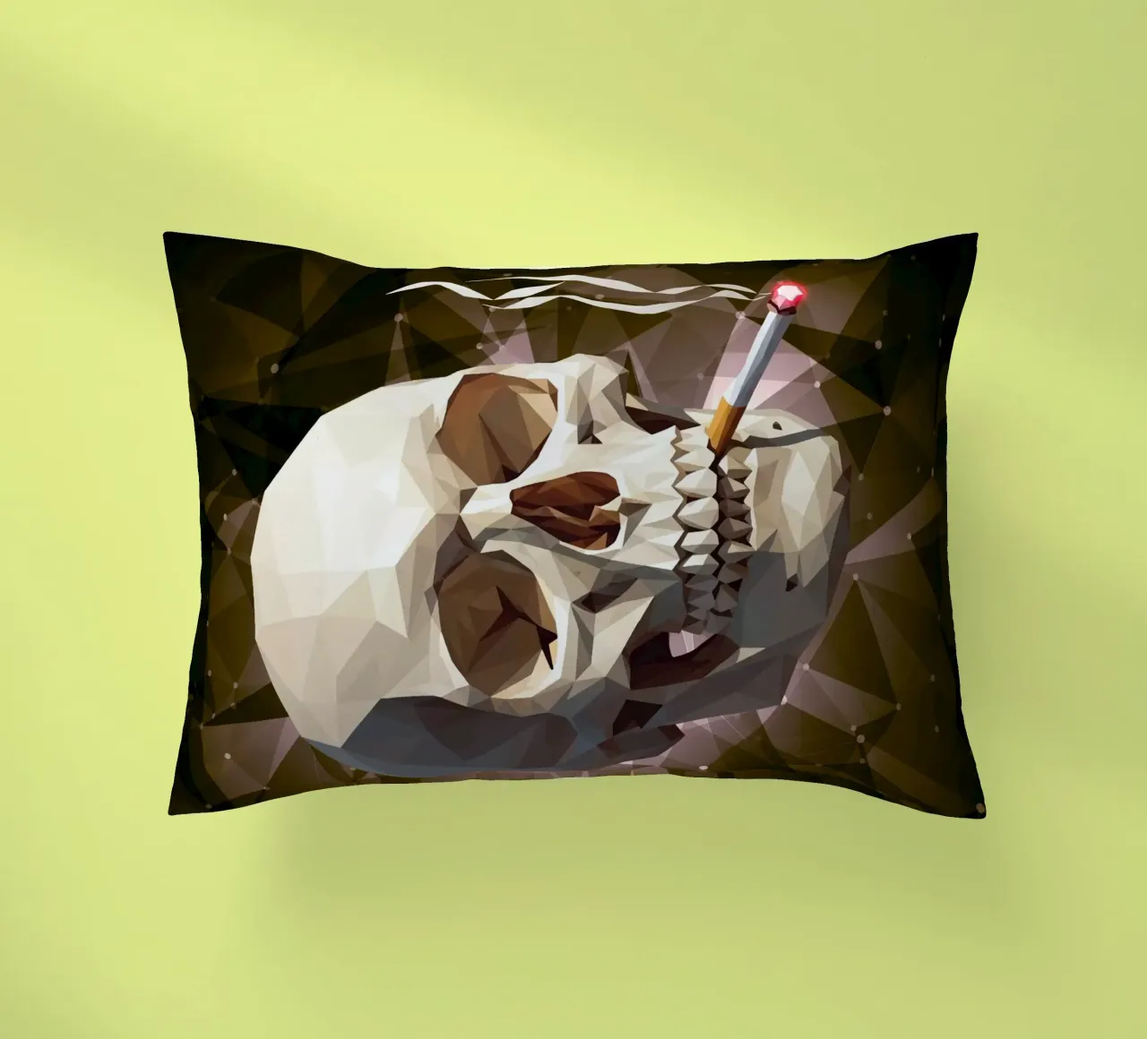Cranio di uno scheletro con sigaretta accesa cuscino da Low Profile