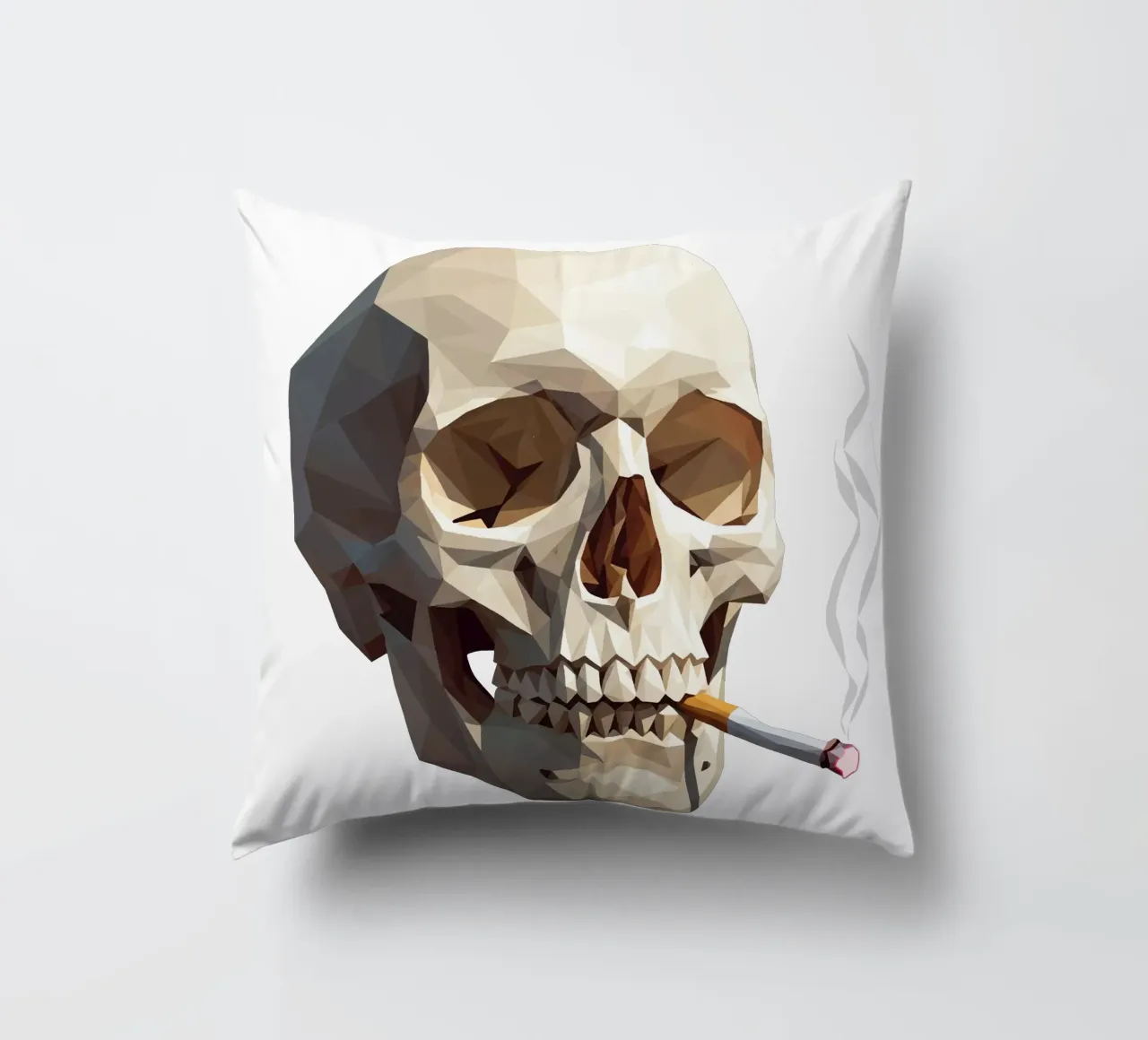 Cranio di uno scheletro con sigaretta accesa cuscino da Low Profile