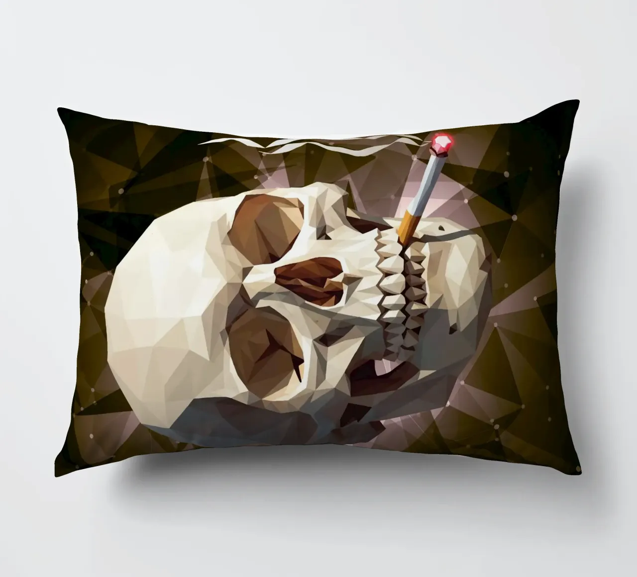 Cranio di uno scheletro con sigaretta accesa cuscino da Low Profile