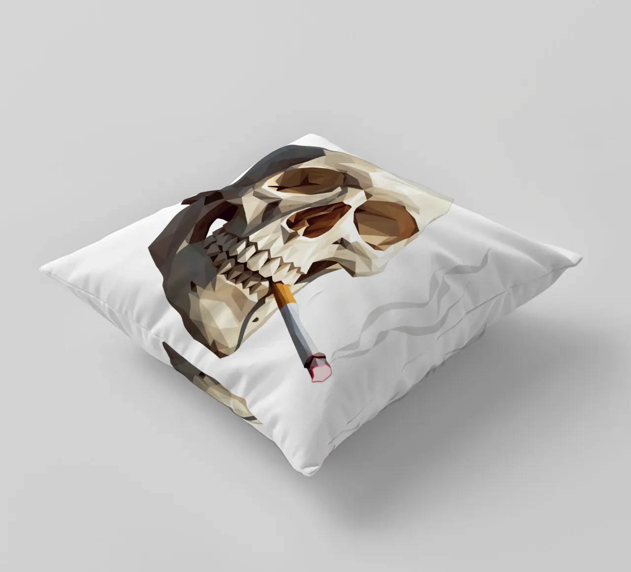 Cranio di uno scheletro con sigaretta accesa cuscino da Low Profile