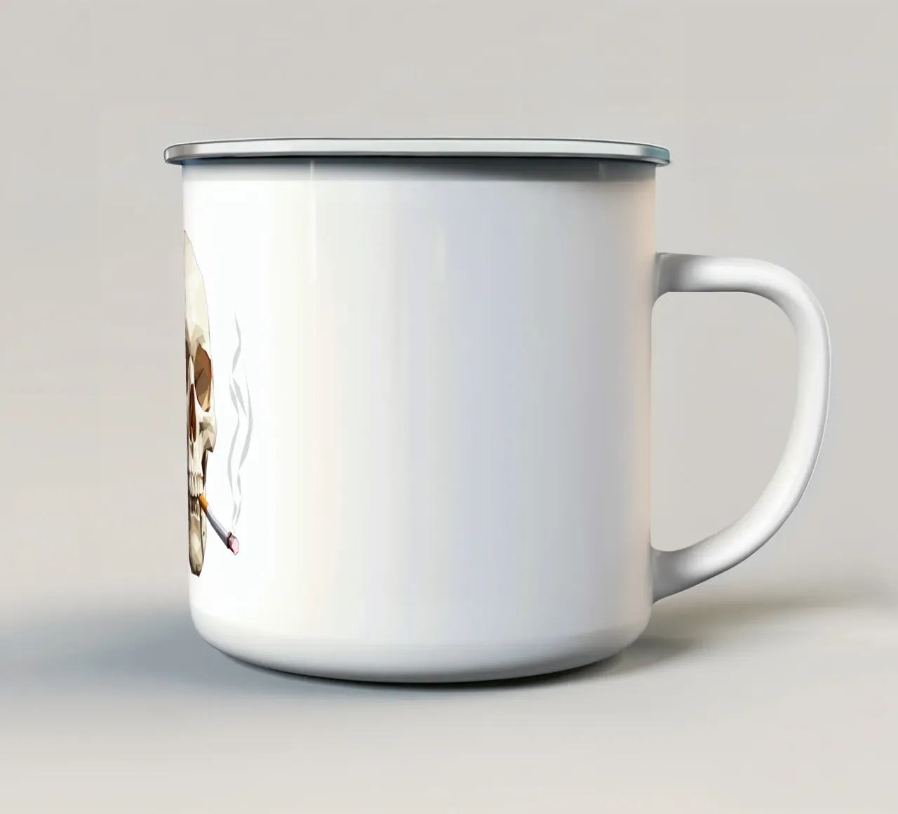 Cranio di uno scheletro con sigaretta accesa tazza in smalto da Low Profile