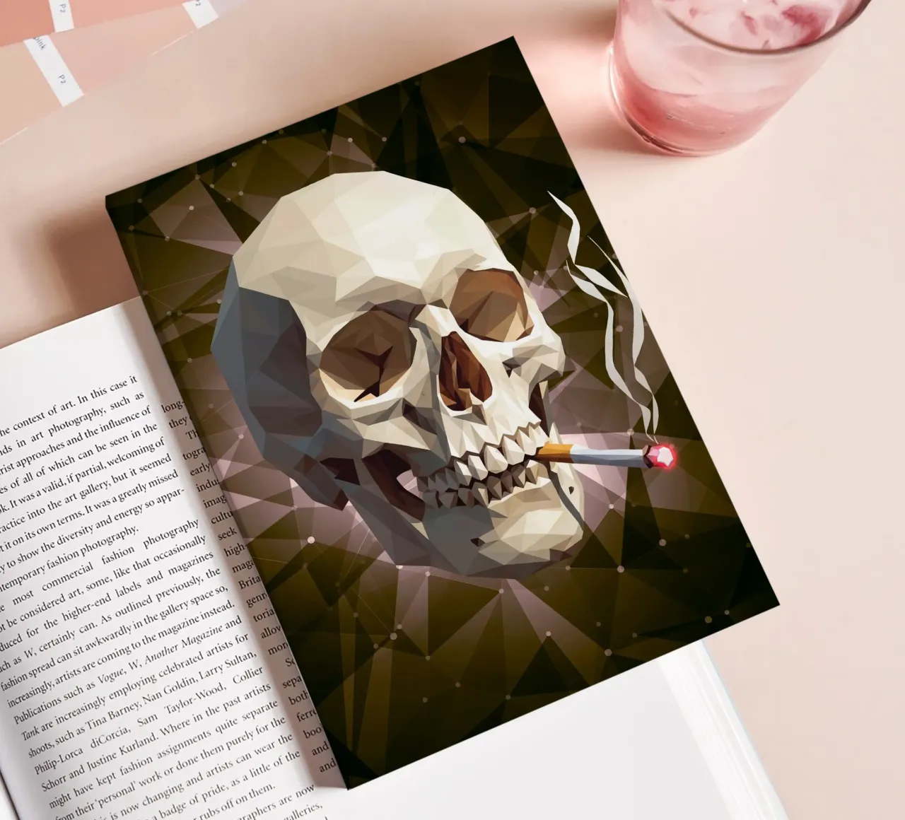Skull of a Skeleton with Burning Cigarette notebook by Low Profile