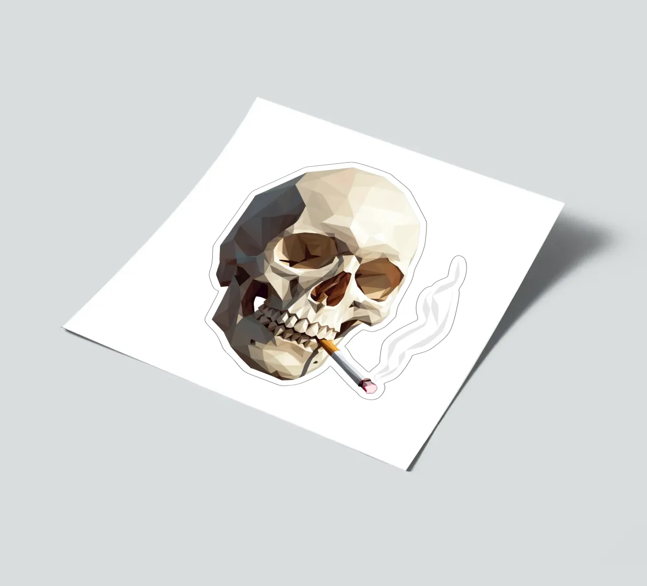 Cranio di uno scheletro con sigaretta accesa foglio adesivo da Low Profile