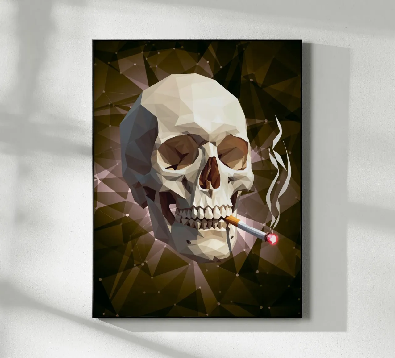 Cranio di uno scheletro con sigaretta accesa plexiglass da Low Profile