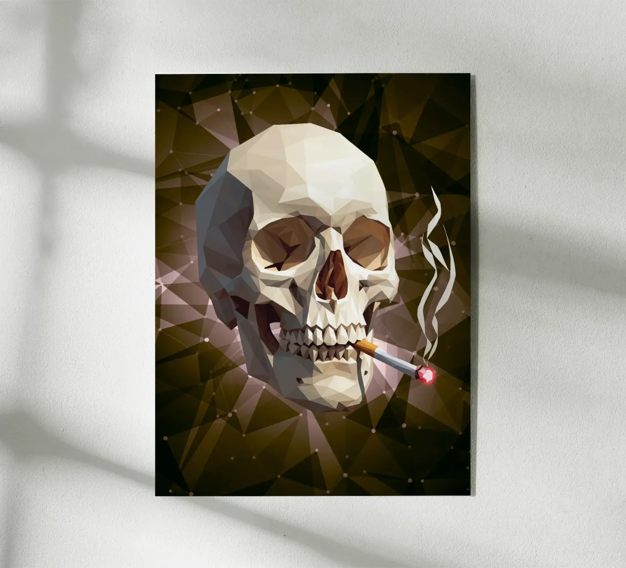 Cranio di uno scheletro con sigaretta accesa plexiglass da Low Profile
