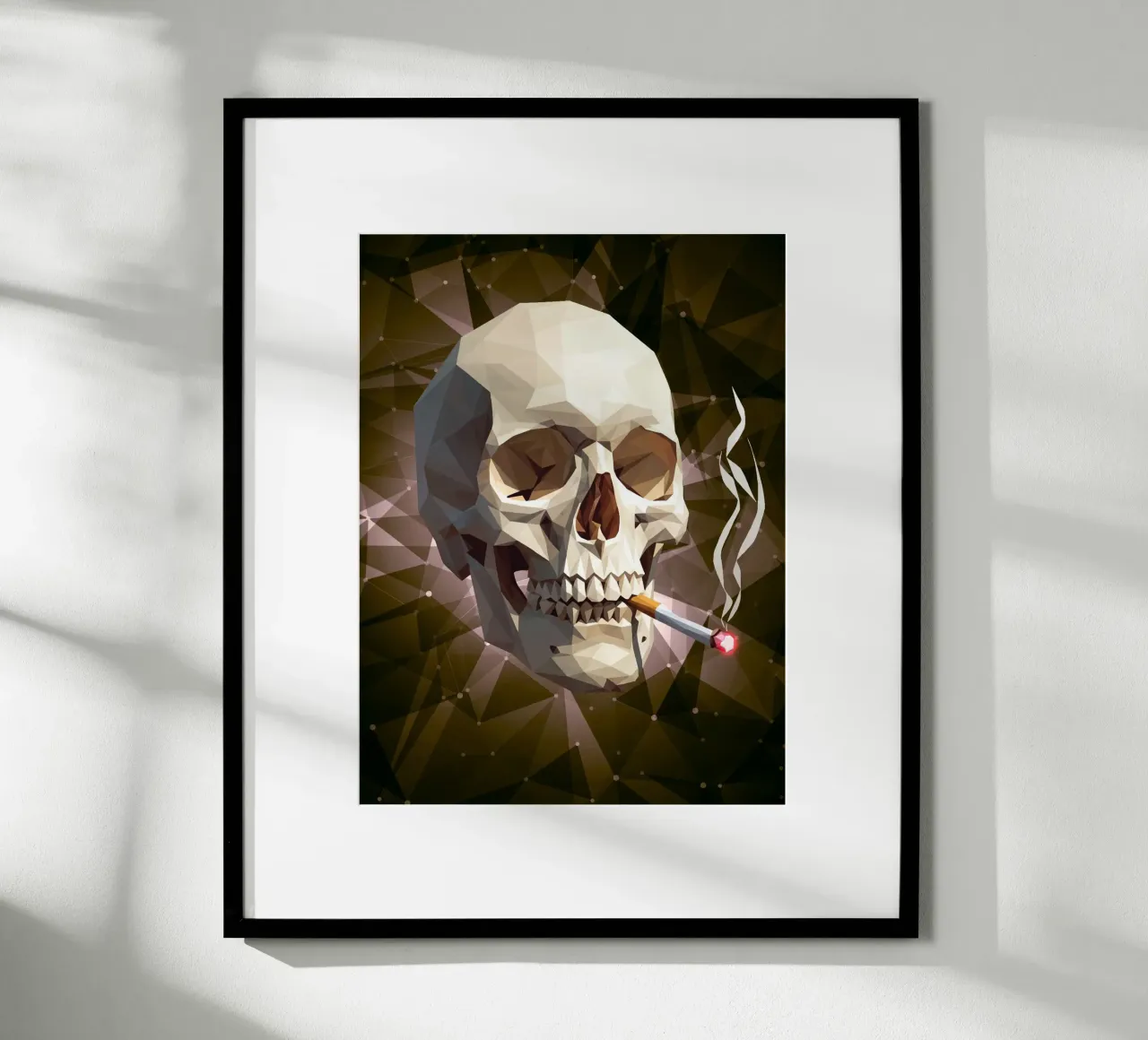 Cranio di uno scheletro con sigaretta accesa carta hahnemühle da Low Profile