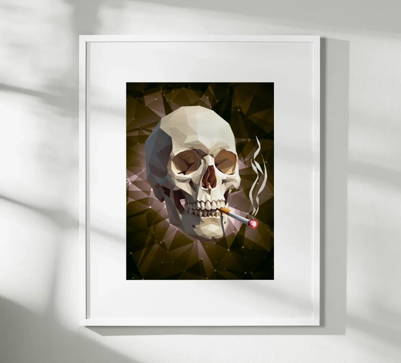 Cranio di uno scheletro con sigaretta accesa carta hahnemühle da Low Profile