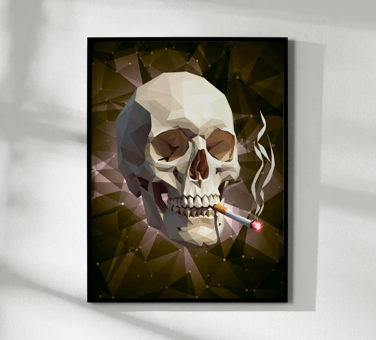 Cranio di uno scheletro con sigaretta accesa carta hahnemühle da Low Profile
