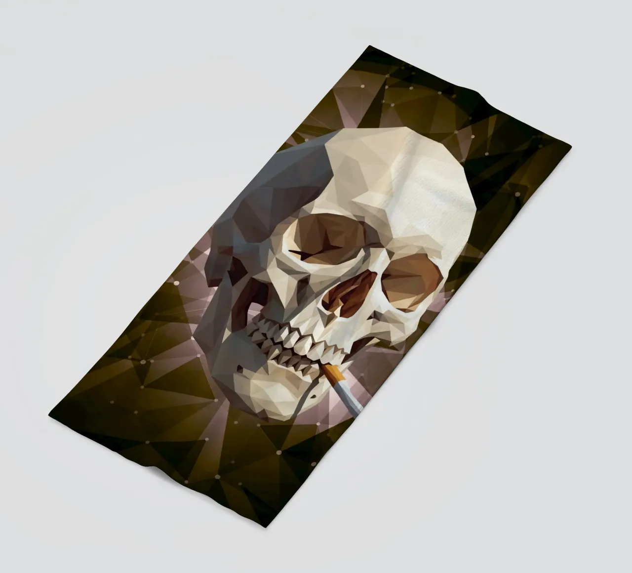 Cranio di uno scheletro con sigaretta accesa telo mare da Low Profile