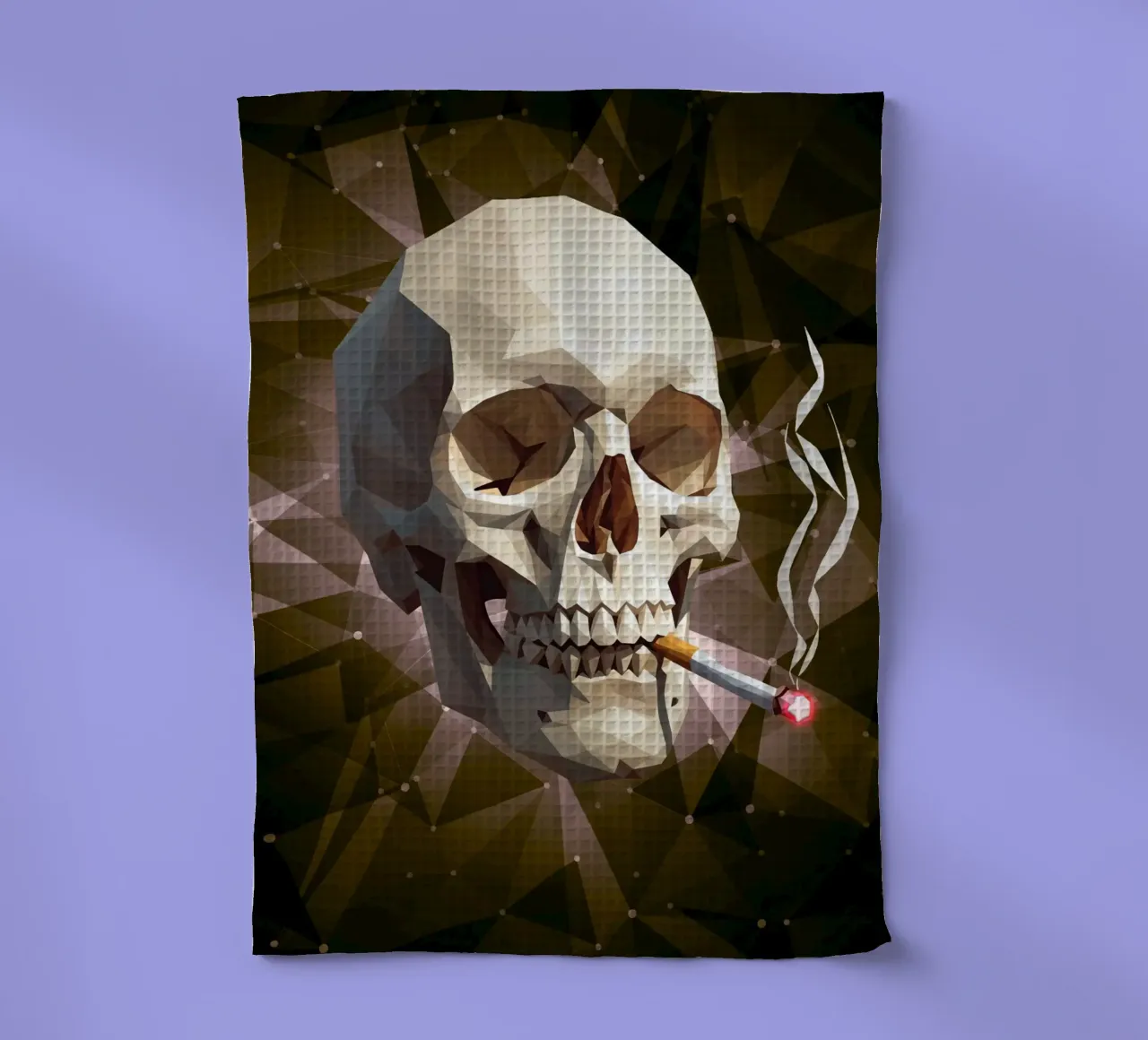 Cranio di uno scheletro con sigaretta accesa canovaccio da cucina da Low Profile