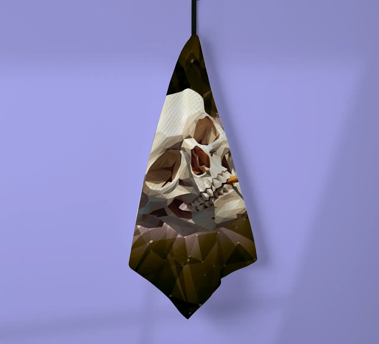 Cranio di uno scheletro con sigaretta accesa canovaccio da cucina da Low Profile