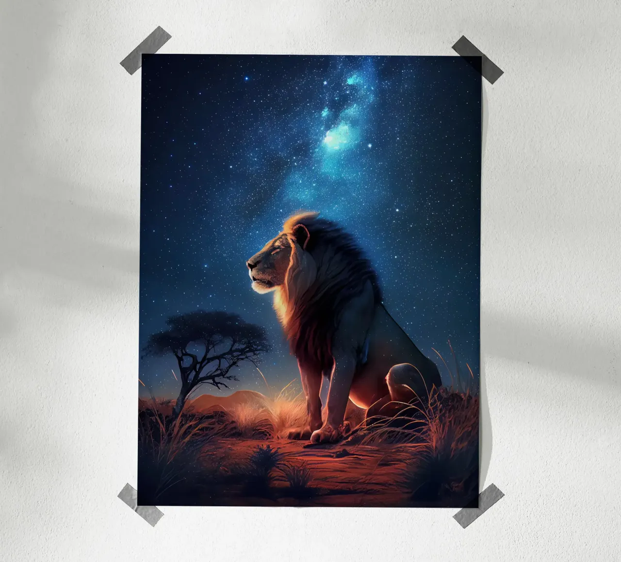 Leone sotto la Via Lattea carta hahnemühle da Ethan Smith