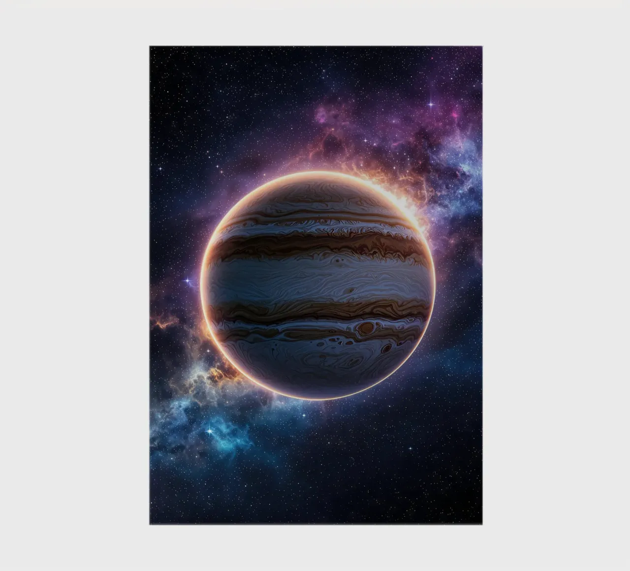 Jupiter in Space with Nebula notebook by Ethan Smith