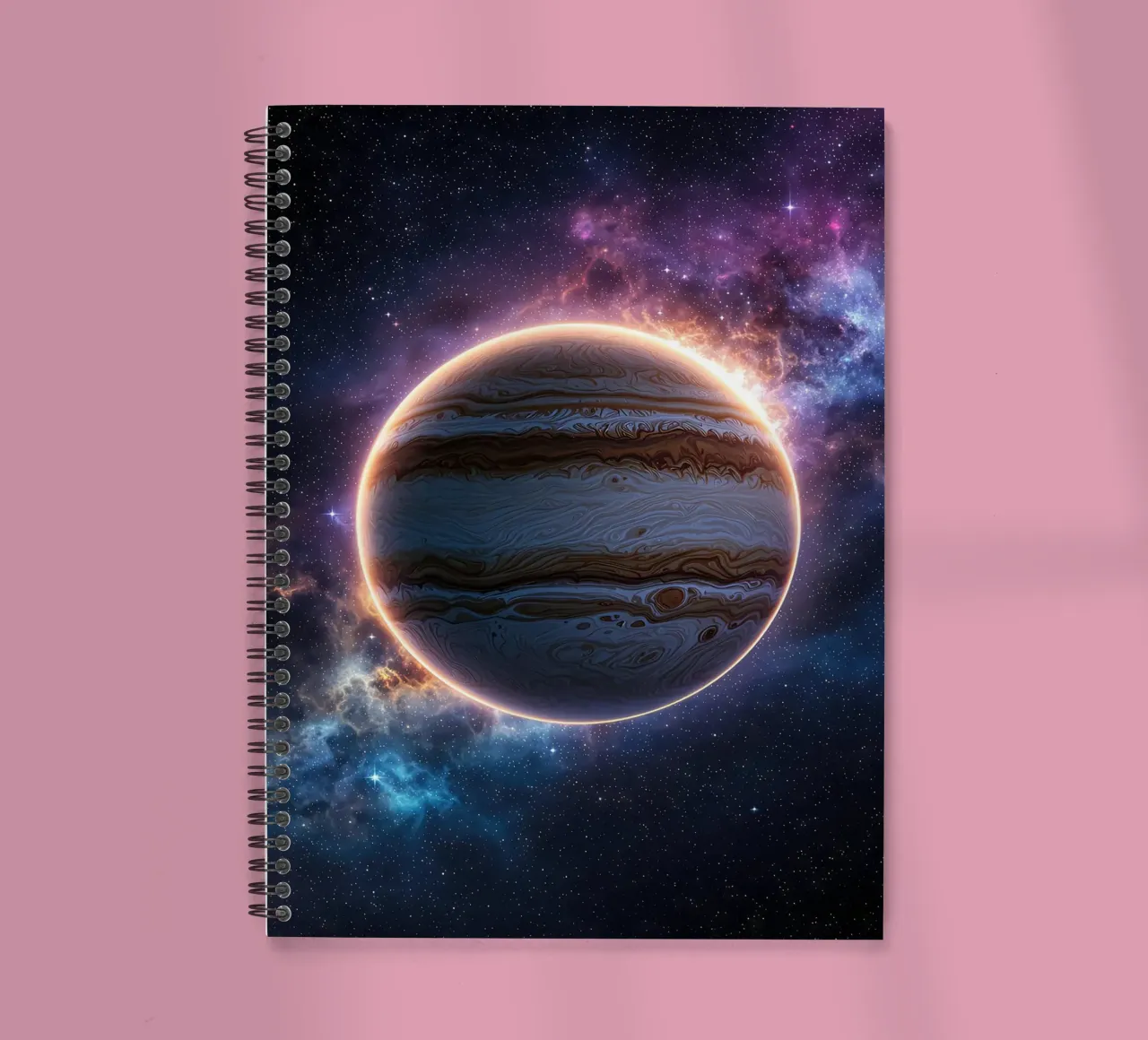 Jupiter in Space with Nebula spiral notebook by Ethan Smith