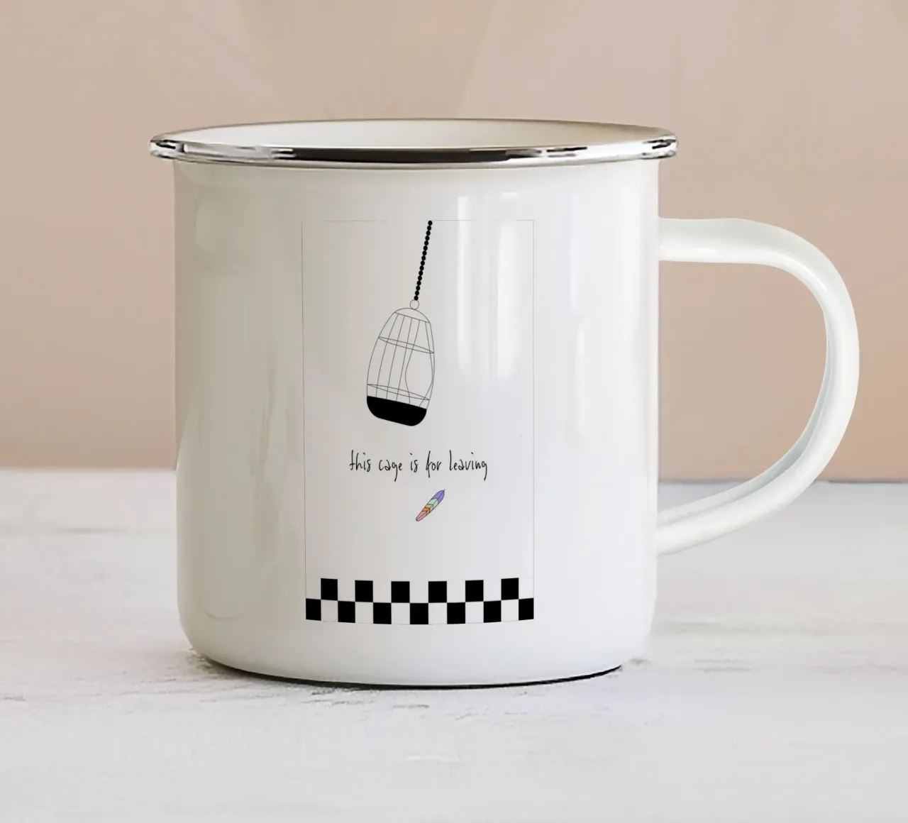 this Cage is for leaving. tazza in smalto da FRICKE DESIGN