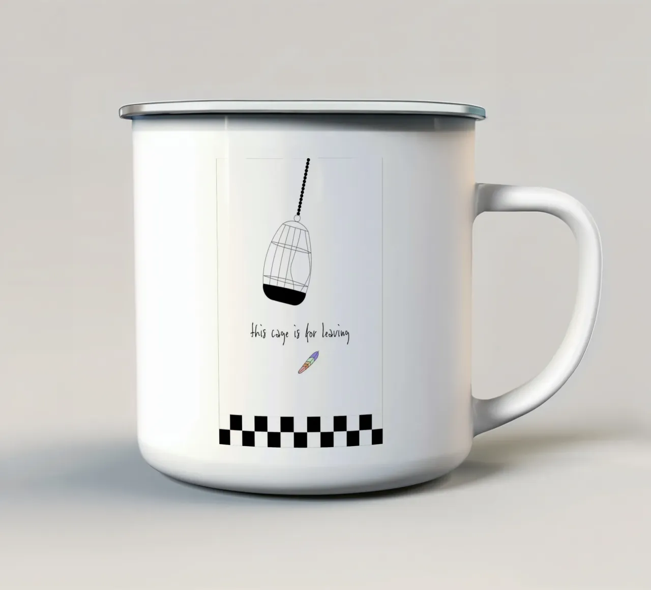 this Cage is for leaving. tazza in smalto da FRICKE DESIGN